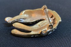 Vtg Florenza Gold Tone Glass Eyes Rhinestone Jaguar Leopard Brooch Pin