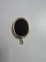 Oval Cameo Pendant Black & White Profile, Oval Stone in Gold Base Metal