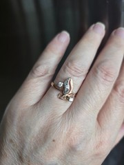 Vintage Original Number Ring Natural Diamonds Solid White/Rose Gold (585) 14K