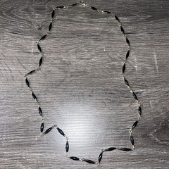 Vintage 30in Black Twist Bead Station Necklace Gold Tone Opera Length MCM No Pit