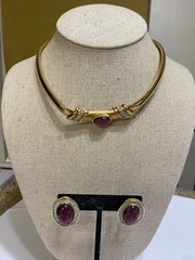 GORGEOUS SIGNED LANVIN GERMANY GOLD TONE NECKLACE AND EARRINGS AUTHENTIC