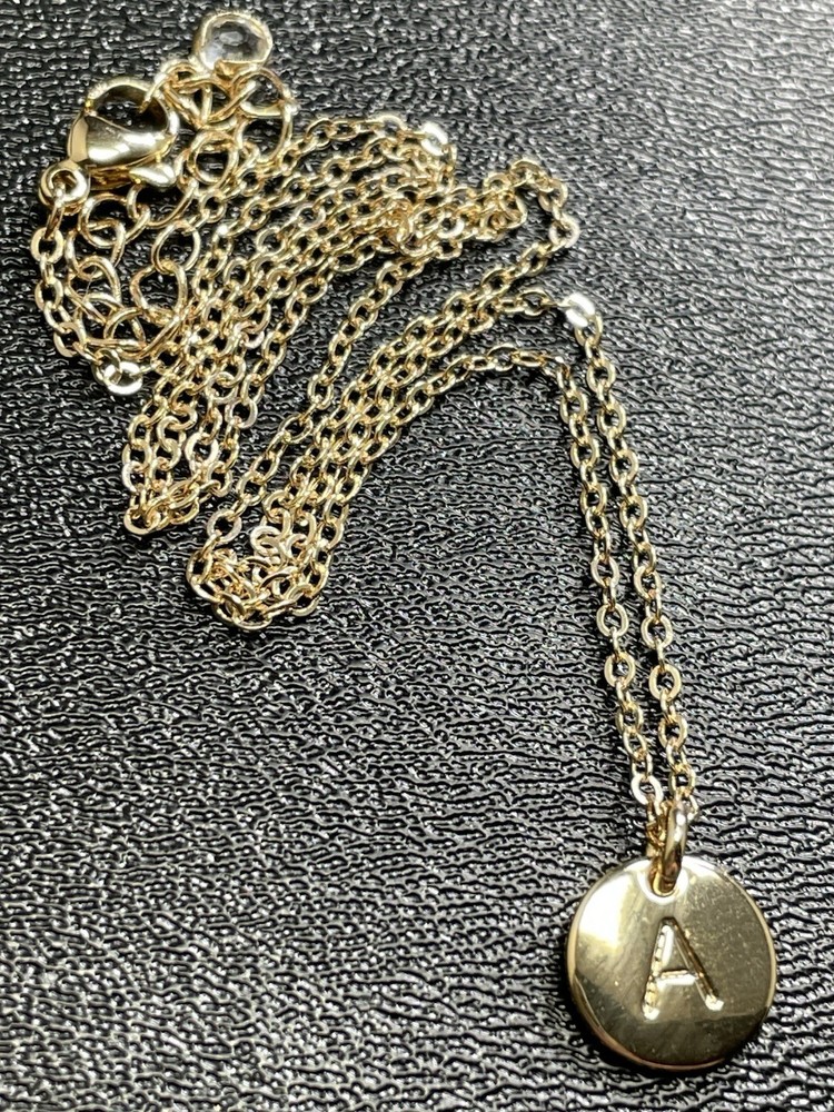 Vintage 16-18” Minimalist Letter A Pendant Gold Tone Chain Necklace