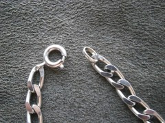 FBM Hammered Flat Elongated Curb Chain Vtg Shiny 835 Silver Bracelet 7.25″ 8.8g