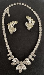 Weiss Necklace Earrings Brilliant Round Smoky Rhinestone Vintage Jewelry