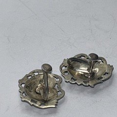 925 Sterling Silver VTG Siam Niello Hindu Goddess Screw On Earrings