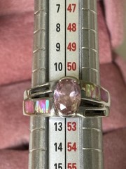 VTG Estate Ring Pink Topaz Rhinestone Inlay Pink Stones Marked 950 C Sz 6 Silver