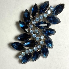 Vintage Blue Crystal Brooch Pin
