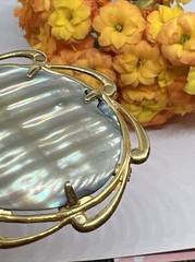 Signed JJJ 1/20 12k Gold Filled GF Oval MOP 2” Pin Brooch 7075