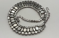 Vintage Juliana Style Pink Art Glass Rhinestone Statement Necklace Silver Tone