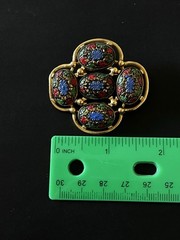 Vintage 1968 Sarah Coventry LIGHT of the EAST Mosiac Goldtone BROOCH signed
