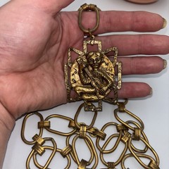 Vintage Signed ART Mode Art Brutalist Necklace Medallion Ma Belle Book Chain