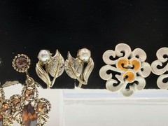 Vintage Clip On & Screw Back Earring Lot 9 Pairs Trifari Lisner Star Signed
