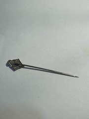 Victorian Solid 14k White Gold and Mine Cut Diamond And Sapphire Stick Pin