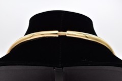 Statement Double Tiger Choker Necklace Rhinestone Crystal Gold Tone Chunky Bold