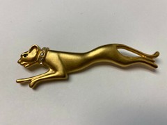 Vintage Jackie Collins Cougar Cheetah Jaguar Cat Brooch Green Rhinestone Eyes