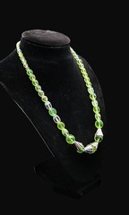 Uranium 18″ Czech faceted AB glass and lampwork bead graduated necklace! Dope!