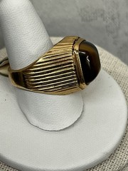 Vintage Vargas Men’s Ring 18kt Yellow Gold HGE Tiger’s Eye Sz 10.75
