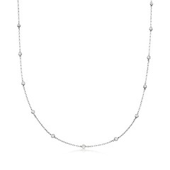 Vintage .75 ct. t.w. Bezel-Set Diamond Station Necklace in Platinum. 17 inches