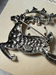Gorgeous NOS KIRKS FOLLY Retired Enamel Rhinestone Reindeer Brooch Pin