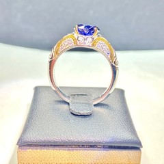Vintage Sterling Silver Gold Plated Vanna K White & Blue CZ Ring Size 10
