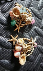 Vintage Sea Life Charm Bracelet & Earring SET Fish Shells Signed Germany 🔥🔥