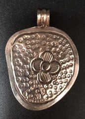 Vtg Lg Irregular Turquoise Pendant In Silvertone Setting