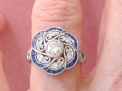 Floral Cocktail Art Deco Style Ring 2.1 Ct Simulated Diamond 14k White Gold Over