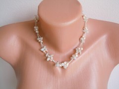 Necklace Beads Rose Quartz Chips 32.6 G/Adjustable Length 39-47 Cm