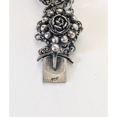 Antique PERUZZI Florence 800 Silver Ornate Rosette Faceted Citrine Link Bracelet