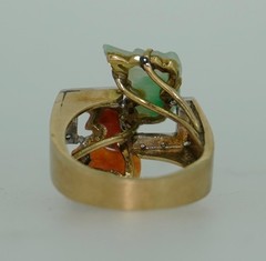 14K Jade Koi Fish and Diamond Ring