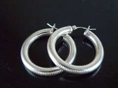 Vintage Sterling Silver 925 Tube Hoop Leverback Earrings