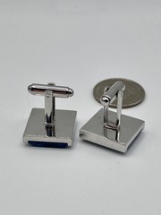 Vintage Dante Silver Tone Blue Sodalite Cufflinks Mid Century Rectangle Stone