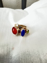 VINTAGE LINDA JOHNSON 3 stone STERLING SILVER 925 RING SOUTHWEST
