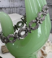 FAS STERLING SILVER 925 & CRYSTAL LINK BRACELET JEWELRY SAFETY CLASP 7.5” 🩶