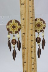 Copper Disc Necklace & Feather/Shield Enameled Copper Earrings LOT