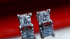 14k white gold stud earrings 0.20ct natural diamond vintage 0.65gr N3617