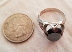 Vintage Mid Century Modern Sterling JP Silver Hematite Ring Size 8.75 Free Ship