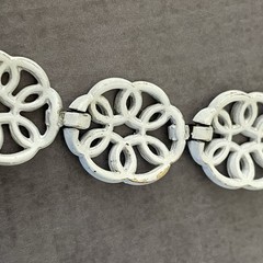 Vintage Trifari White Enamel Choker Necklace Swirl Link Mid Century