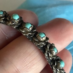 Vintage Native American Style Childs Turquoise Flower Cuff Bracelet