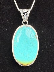 Vintage Sterling Silver 925 And Turquoise Necklace And Pendant Italy AGI