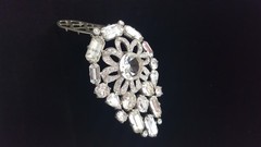 Vintage Eisenberg Original Signed Clear Rhinestone Dress Clip Art Deco Pot Metal