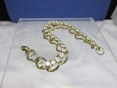 Vintage Sparkling Clear Rhinestone 7.5″ Bracelet Tennis / Chain Gold Plate