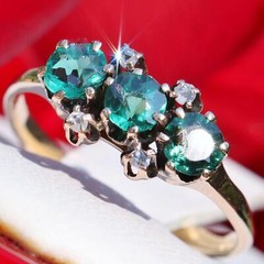 14k yellow gold ring 0.40ct Lab-created emerald diamond sz 5 vintage 1.5g N3096A