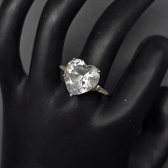 Sterling Silver Cubic Zirconia Heart Shaped Ring Size 8.75 925 JJJ 925 China
