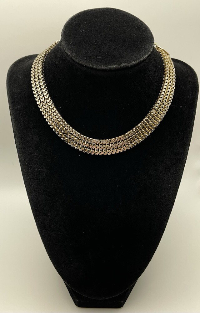 Vintage Gold Tone Solid 3 Row Cup Chain 11.25” to 14.75” Adjustable Necklace