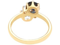 Antique 0.78Ct Sapphire and 0.88Ct Diamond, 14k Yellow Gold Ring Circa 1910