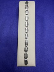 VTG WWII Sterling Silver Forget-Me-Not Engraved Family Link Bracelet 1945 14.5g
