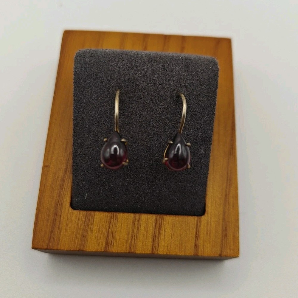 Vtg 24k Gold Plated Sterling Silver 925 Facets SF Garnet Drops 2.25g