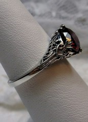 NATURAL Garnet Ring, Sterling Silver Victorian Filigree (Custom-Made)* D162