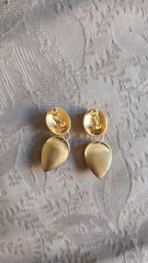 Vintage Signed Black Onyx Etsy Goldtone Pear Shape Clip On Dangle Earrings